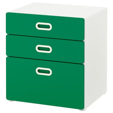 Комод с 3 ящиками, белый/зеленый 60x64 см IKEA STUVA СТУВА / FRITIDS ФРИТИДС 792.622.30