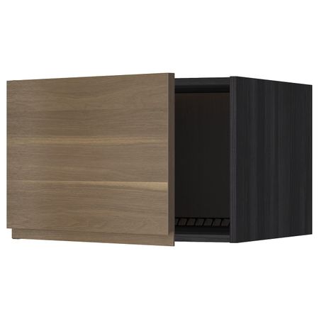 Верхний шкаф на холодильник/морозильн, черный/Воксторп грецкий орех 60x40 см IKEA МЕТОД 692.248.04