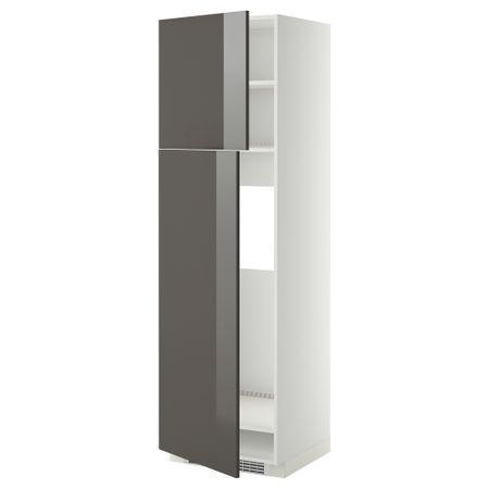 Высокий шкаф для холодильника, 2 дверцы МЕТОД, белый, Рингульт серый