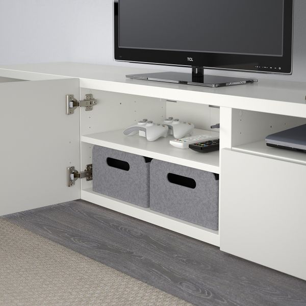 Тумба под ТВ, белый, Сельсвикен глянцевый/белый, 180x40x38 см IKEA БЕСТО 992.503.54 - фото 5