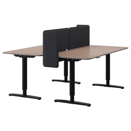 Стол-трансформер с экраном БЕКАНТ, серый, черный (160x160 55 см)