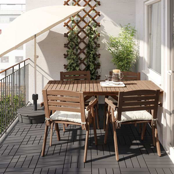 Стол + 4 кресла, для/сада, светло-коричневая морилка/Куддарна бежевый IKEA FALHOLMEN ФАЛЬХОЛЬМЕН 892.867.68 - фото 3