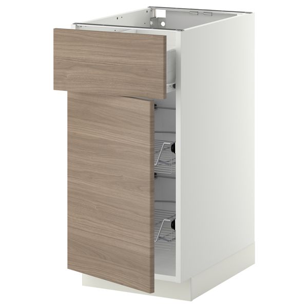 Напольный шкаф с проволочной корзиной, ящиком, дверью МЕТОД / ФОРВАРА, белый, Брокхульт светло-серый - схема-чертеж с размерами