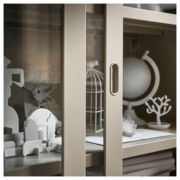 Шкаф + раздвижные стеклянные дверцы, бежевый 120x140 см IKEA IDÅSEN ИДОСЕН 503.609.57 - фото 7