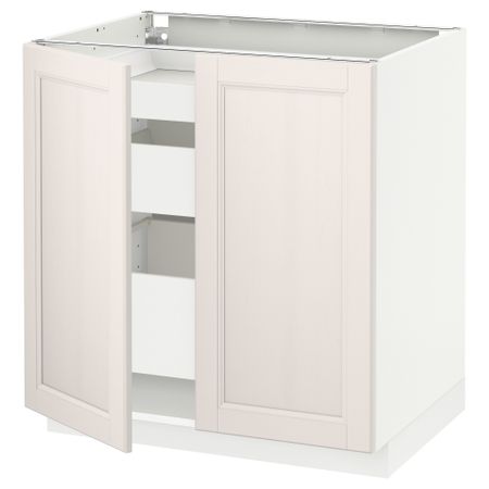 Напольный шкаф с 2 дверцами, 3 ящиками МЕТОД / МАКСИМЕРА, белый, Лаксарби белый (80x60 см)