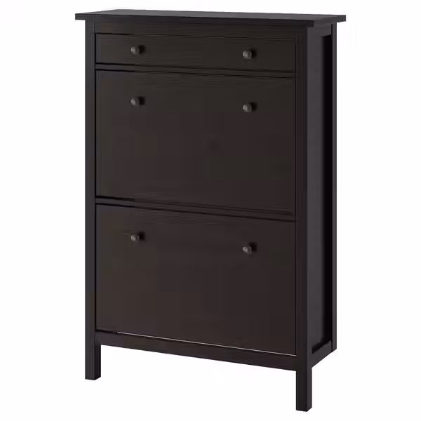 HEMNES Галошница с 2 отделениями - черно-коричневый 89x30x127 см - фото 1