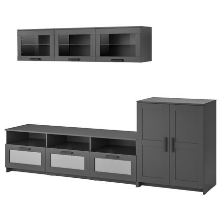 Шкаф для ТВ, комбинация, черный 258x41x190 см IKEA BRIMNES БРИМНЭС 293.967.41
