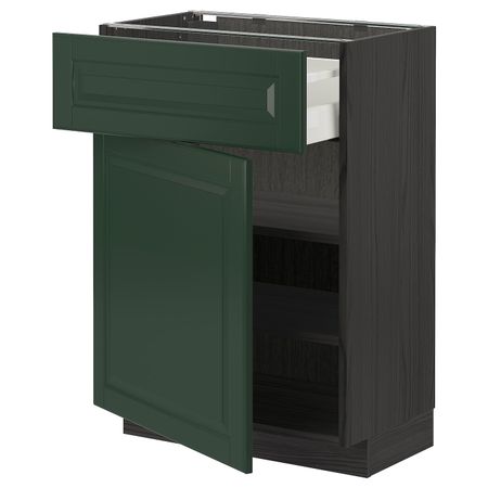 Напольный шкаф с ящиком/дверью, черный/Будбин темно-зеленый 60x37 см IKEA МЕТОД / МАКСИМЕРА 293.145.33