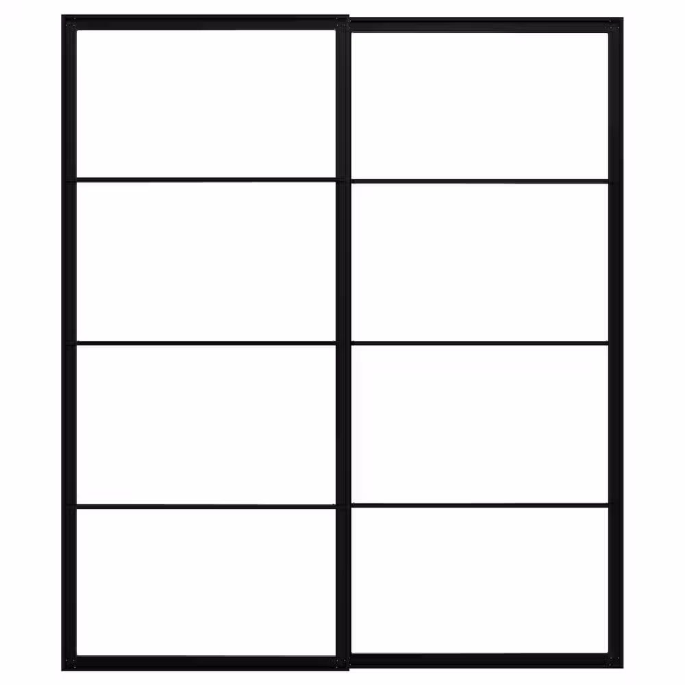 PAX Рама д/раздв дврц, с направл, 2 шт - чёрный 200x236 см - схема-чертеж с размерами