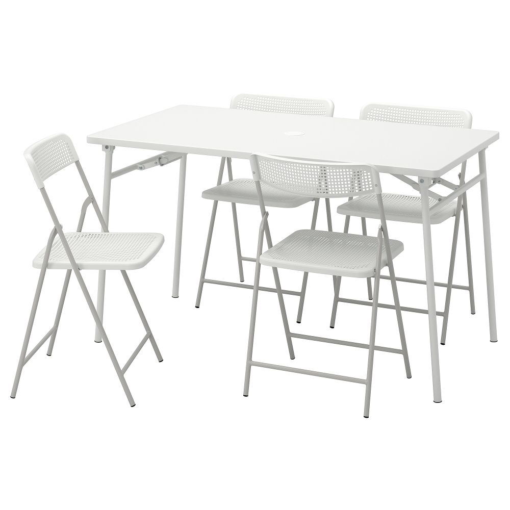 Стол + 4 складных стула, для сада, белый, белый, серый, 130 см IKEA TORPARÖ ТОРПАРЁ 894.948.66 - фото 1