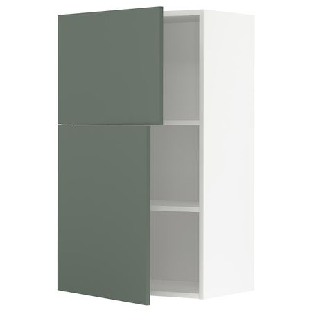 Навесной шкаф с полками/2дверцы, белый/Бодарп серо-зеленый 60x100 см IKEA METOD МЕТОД 694.445.42