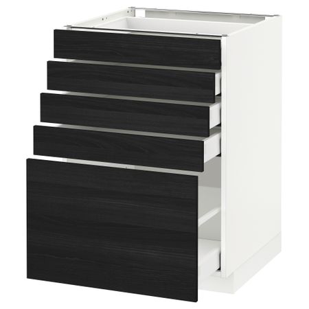 Напольный шкаф с 5 ящиками МЕТОД / МАКСИМЕРА, белый, Тингсрид черный