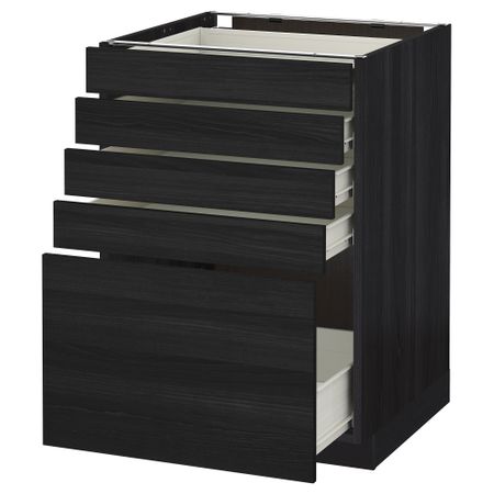 Напольный шкаф с 5 ящиками МЕТОД / ФОРВАРА, черный, Тингсрид черный