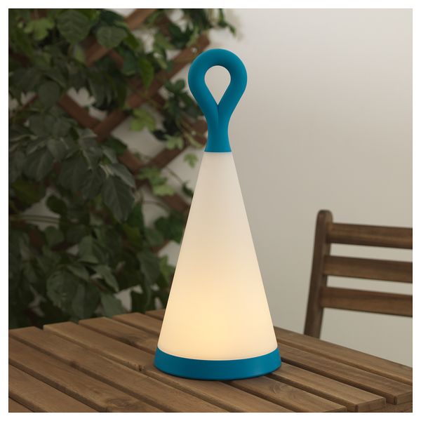 Настольная светодиодная лампа, солнечная батарея СОЛВИДЕН, для сада, треугольник синий/белый (42 см) - фото 3