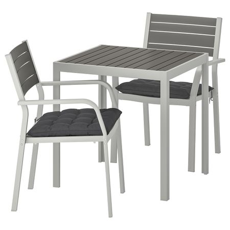 Садовый стол и 2 легких кресла, темно-серый/Холло черный 71x71x73 см IKEA ШЭЛЛАНД 692.926.47