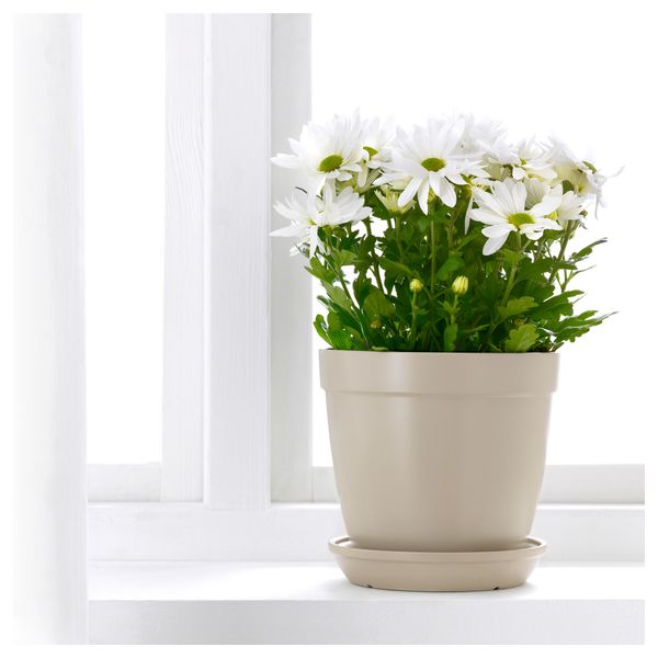 Горшок цветочный с поддоном ЮРТРОН, бежевый - фото 2