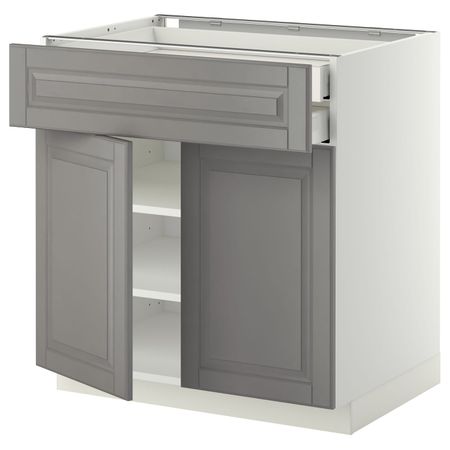 Напольный шкаф/2дверцы/2ящика, белый/Будбин серый 80x60 см IKEA METOD МЕТОД / MAXIMERA МАКСИМЕРА 292.321.13