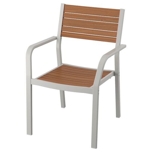 Садовое кресло, светло-серый/светло-коричневый IKEA SJÄLLAND ШЭЛЛАНД 804.053.46 - фото 1