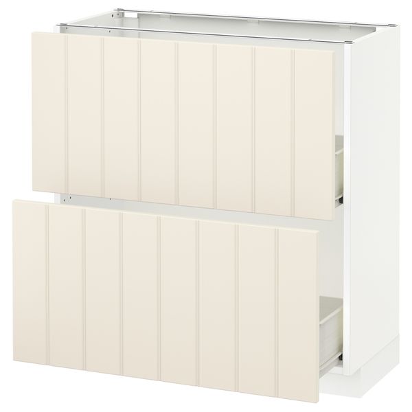Напольный шкаф с 2 ящиками МЕТОД / ФОРВАРА, белый, Хитарп белый с оттенком - схема-чертеж с размерами