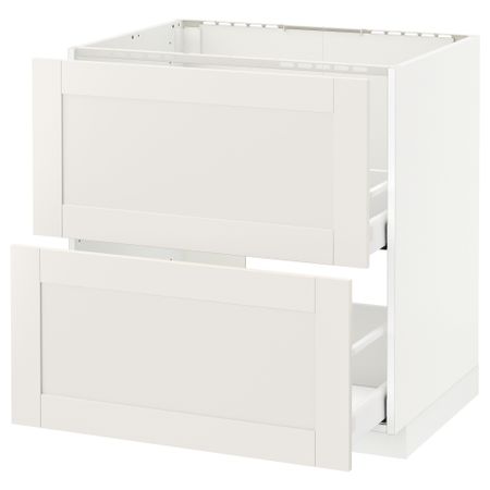 Напольный шкаф под мойку + 2 фронтальных панели, 2 ящика МЕТОД / МАКСИМЕРА, белый, Сэведаль белый