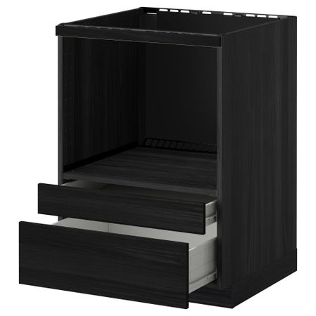 Напольный шкаф для комбинирования СВЧ, ящики МЕТОД / ФОРВАРА, черный, Тингсрид черный (60x60 см)