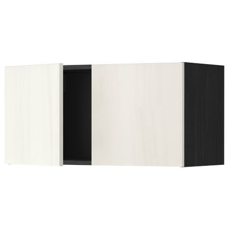 Навесной шкаф с 2 дверями МЕТОД, черный, Росдаль белый (80x40 см)