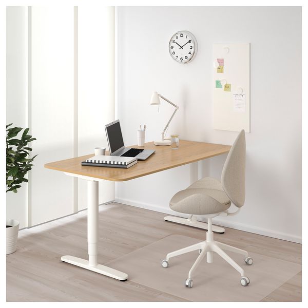 Стол трансформер БЕКАНТ, дубовый шпон, белый (160x80 см) - фото 5