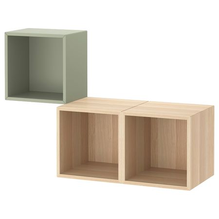 Комбинация настенных шкафов, светло-зеленый/под беленый дуб 105x35x70 см IKEA EKET ЭКЕТ 394.423.99