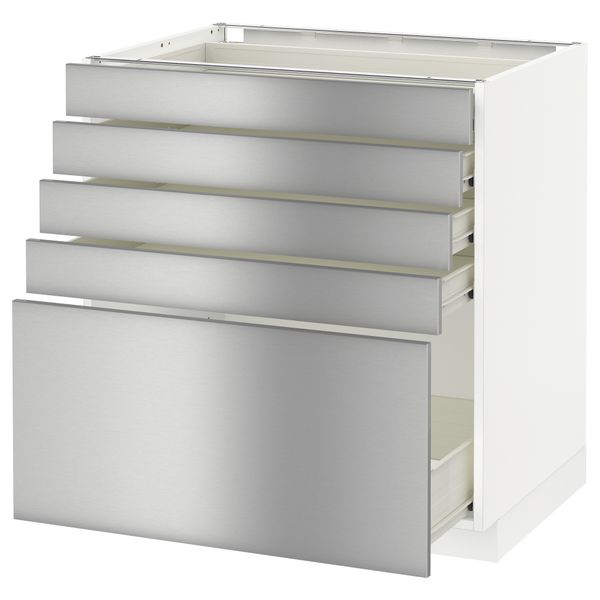 Напольный шкаф с 5 ящиками МЕТОД / ФОРВАРА, белый, Гревста нержавеющ сталь - схема-чертеж с размерами