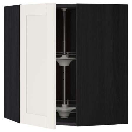 Угловой навесной шкаф с вращающейся секцией МЕТОД, черный, Сэведаль белый