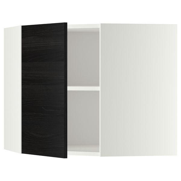 Угловой навесной шкаф с полками МЕТОД, белый, Тингсрид черный - схема-чертеж с размерами