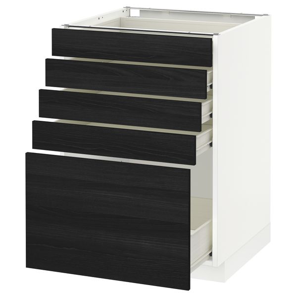 Напольный шкаф с 5 ящиками МЕТОД / ФОРВАРА, белый, Тингсрид черный - схема-чертеж с размерами