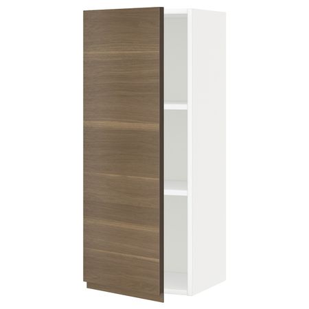 Навесной шкаф с полками, белый/Воксторп под грецкий орех 40x100 см IKEA METOD МЕТОД 694.452.02
