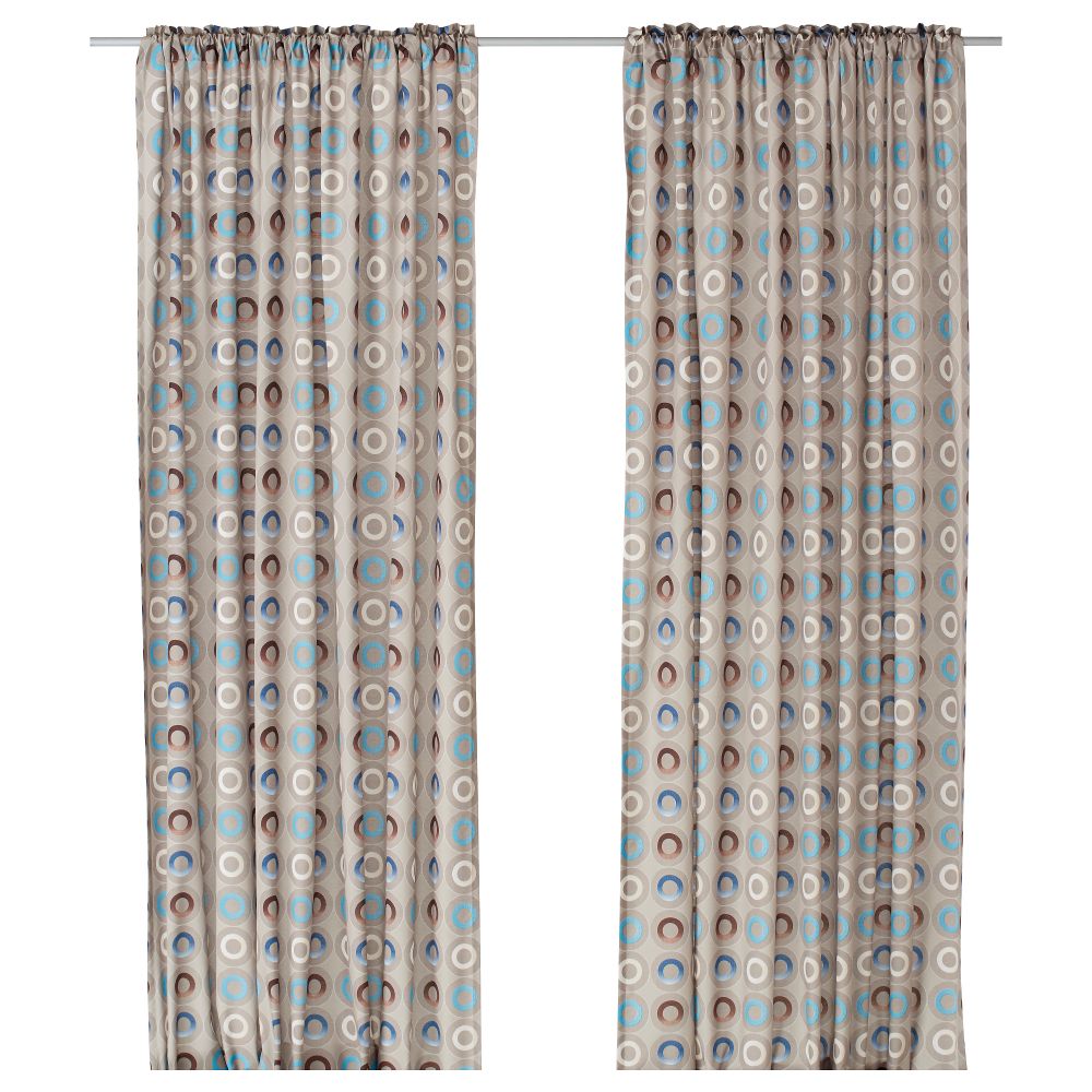 Гардины, 1 пара ВИТПИТТА, бежевый, синий (145x270 см) - фото 1