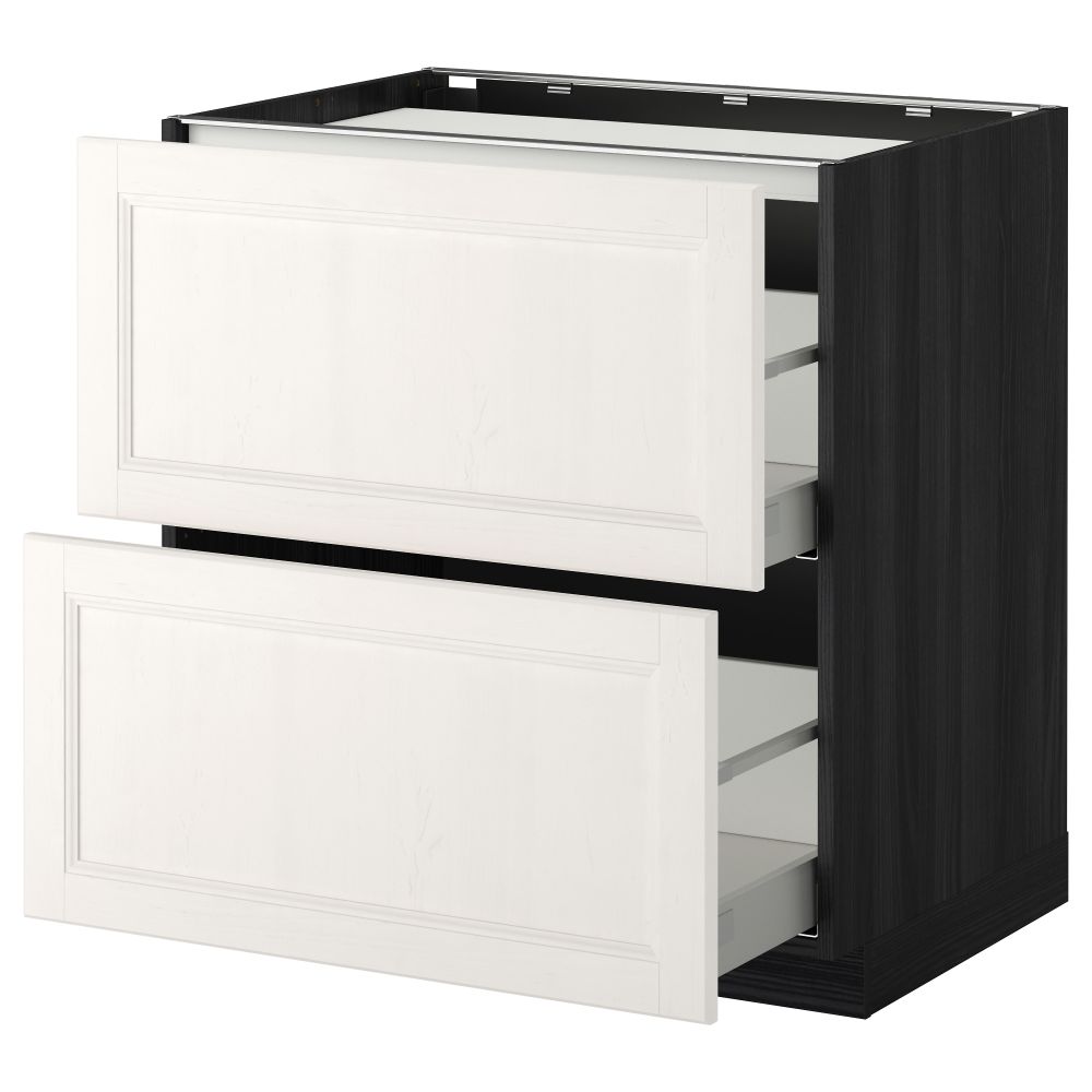 Напольный шкаф, 2 фронтальных панели, 3 ящика МЕТОД / МАКСИМЕРА, черный, Лаксарби белый - фото 1