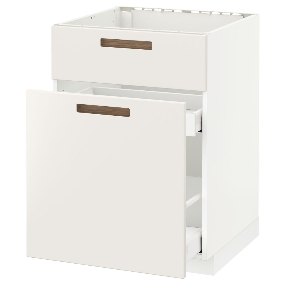 Напольный шкаф под мойку, сорт муcора, 1 дверца, 2 ящика МЕТОД / МАКСИМЕРА, белый, Мэрста белый (60x60 см) - схема-чертеж с размерами