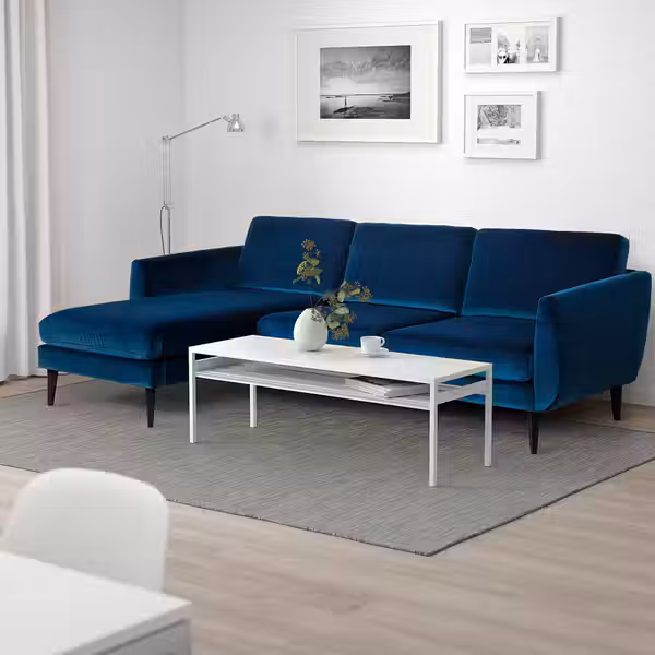 SMEDSTORP 4-местный диван с козеткой - Djuparp темный зелено-синий/чёрный - схема-чертеж с размерами