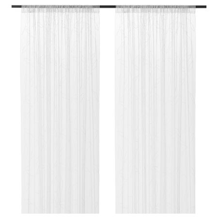 Гардины, 2 шт., белый листья 145x300 см IKEA LILLEGERD ЛИЛЛЕГЕРД 804.647.84