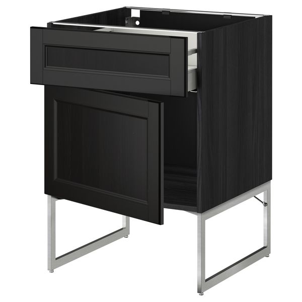 Напольный шкаф с ящиком, дверью МЕТОД / МАКСИМЕРА, черный, Лаксарби черно-коричневый - схема-чертеж с размерами