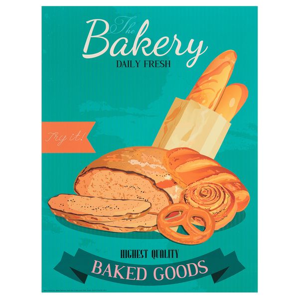 Набор постеров, 2 штуки ЭДЕЛВИК, Organic milk, Bakery 2 (30x40 см) - схема-чертеж с размерами