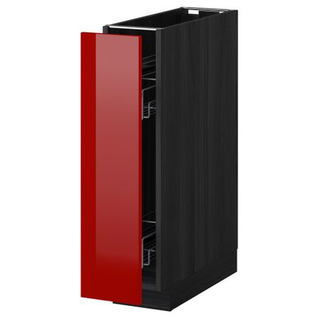 Напольный шкаф, выдвижной внутрений элемент МЕТОД, черный, Рингульт красный (20x60 см)