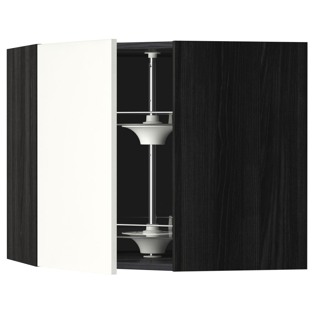 Угловой навесной шкаф с вращающейся секцией МЕТОД, черный, Хэггеби белый - схема-чертеж с размерами