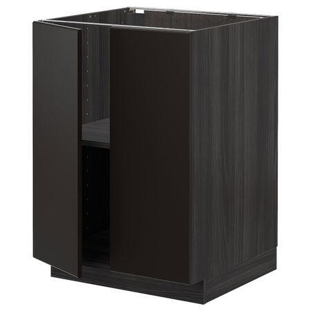 Напольный шкаф с полками/2двери, черный/Кунгсбакка антрацит 60x60 см IKEA МЕТОД 793.022.69