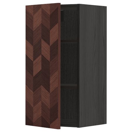 Навесной шкаф с полками, черный Hasslarp, коричневый с рисунком, 40x80 см IKEA METOD МЕТОД 794.562.90