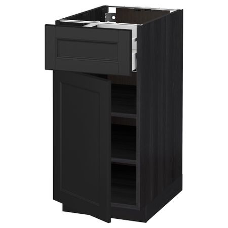 Напольный шкаф с ящиком, дверью МЕТОД / МАКСИМЕРА, черный, Лаксарби черно-коричневый
