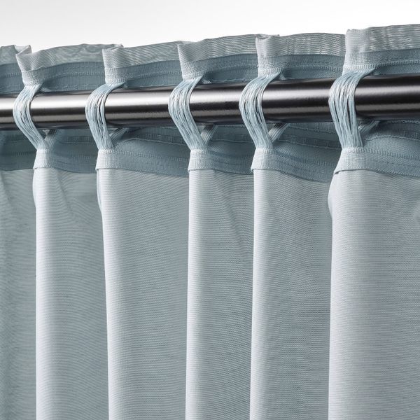 Гардины, 2 шт., светлый серо-бирюзовый 145x300 см IKEA HILJA ХИЛЬЯ 105.128.49 - фото 3