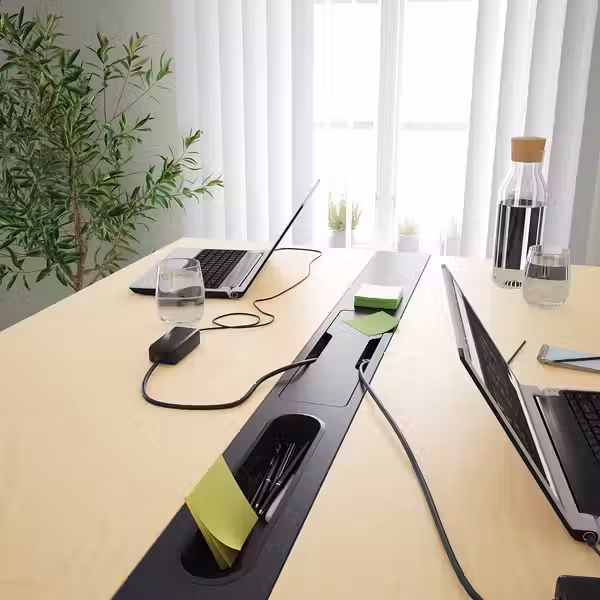 MITTZON МИТТЗОН Конференц-стол - березовый шпон/чёрный 140x108x105 см - фото 5