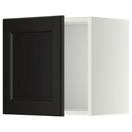 Навесной шкаф со стеклянной дверью МЕТОД, белый, Лаксарби черно-коричневый (40x40 см)