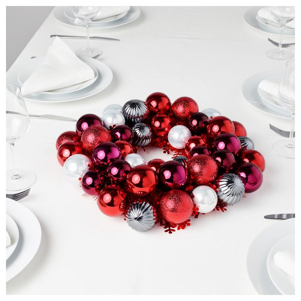 Украшение, венок ВИНТЕР 2016, красный, серебристый (40 см) - схема-чертеж с размерами