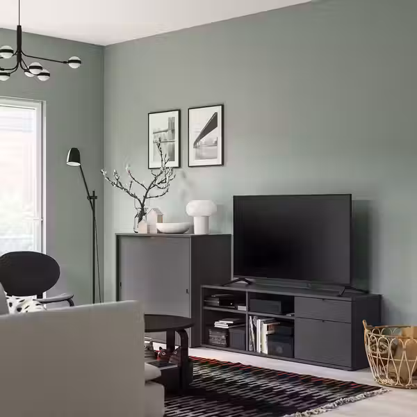 VIHALS Комбинация для хранения/под ТВ - темно-серый 242x37x90 см - фото 2